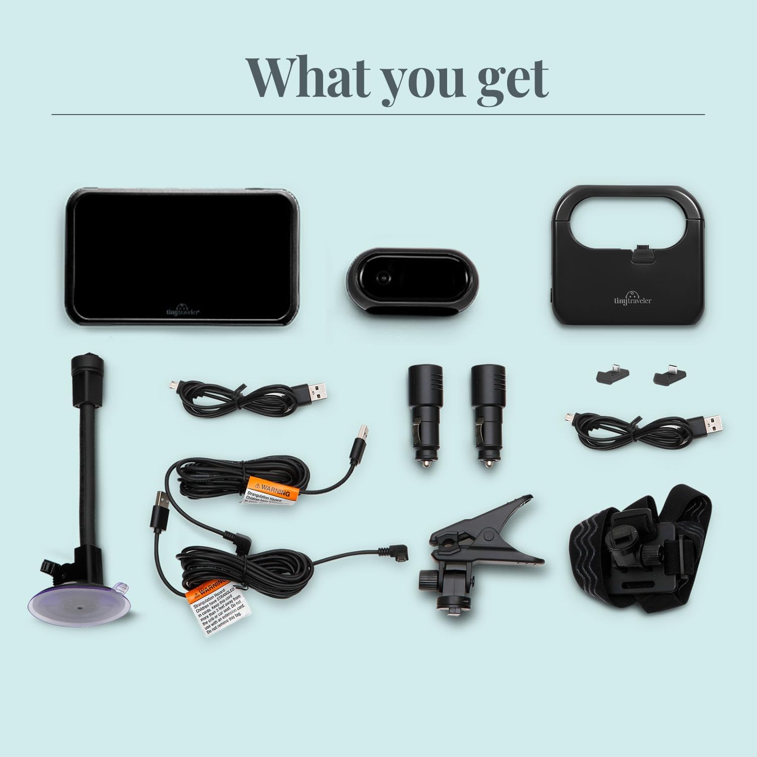 Tiny Traveler Baby Monitor - Tiny Wireless Basic Kit (TT002PBB) with Power Bank - Wireless Baby Car Monitor Camera, 8 Hours Power Bank, Night Vision, Video Record & Share, 5' Touchscreen LCD - Black