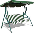 3-Seater Canopy Swing Chair, Waterproof Outdoor Swing Cushioned Seat with Adjustable & Removable Canopy, Steel Frame Polyester Fabric Oxford Cloth Patio Hammock Cover Top (Green)