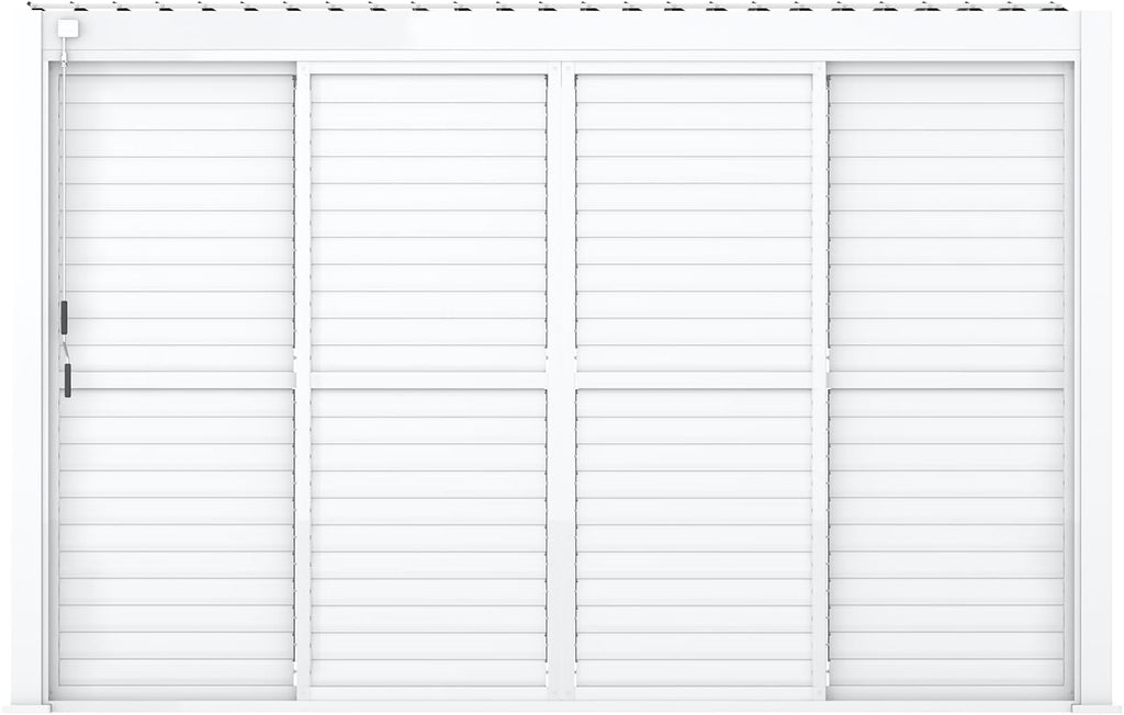 Mirador Accessory - 13' Sliding Louver Door for Mirador Pergola 111 Series, 4 Panel Detachable Moveable Sun Shade Privacy Door, White