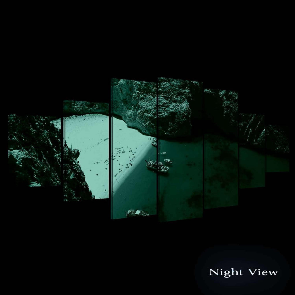 Startonight Huge Canvas Wall Art Blue Laguna - Large Framed Set of 7 40' x 95'