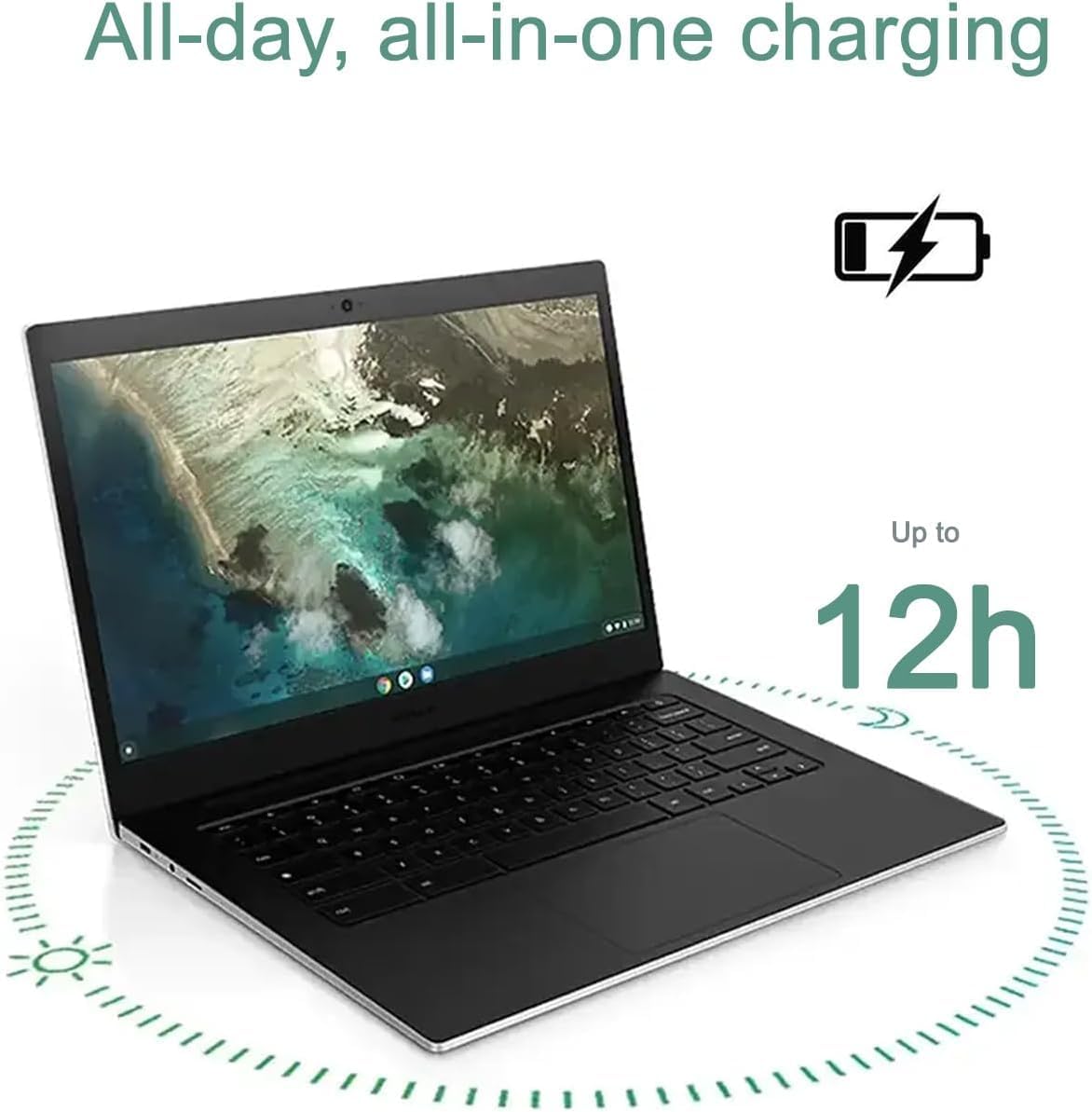 SAMSUNG Galaxy Chromebook Go Laptop (14' LED, Intel Celeron N4500, 320GB Storage (64GB eMMC+256GB SD Card)) For Home & Student, 12-Hr Long Battery, Spill-Resistant, Webcam, Wi-Fi 6, Chrome OS, Silver