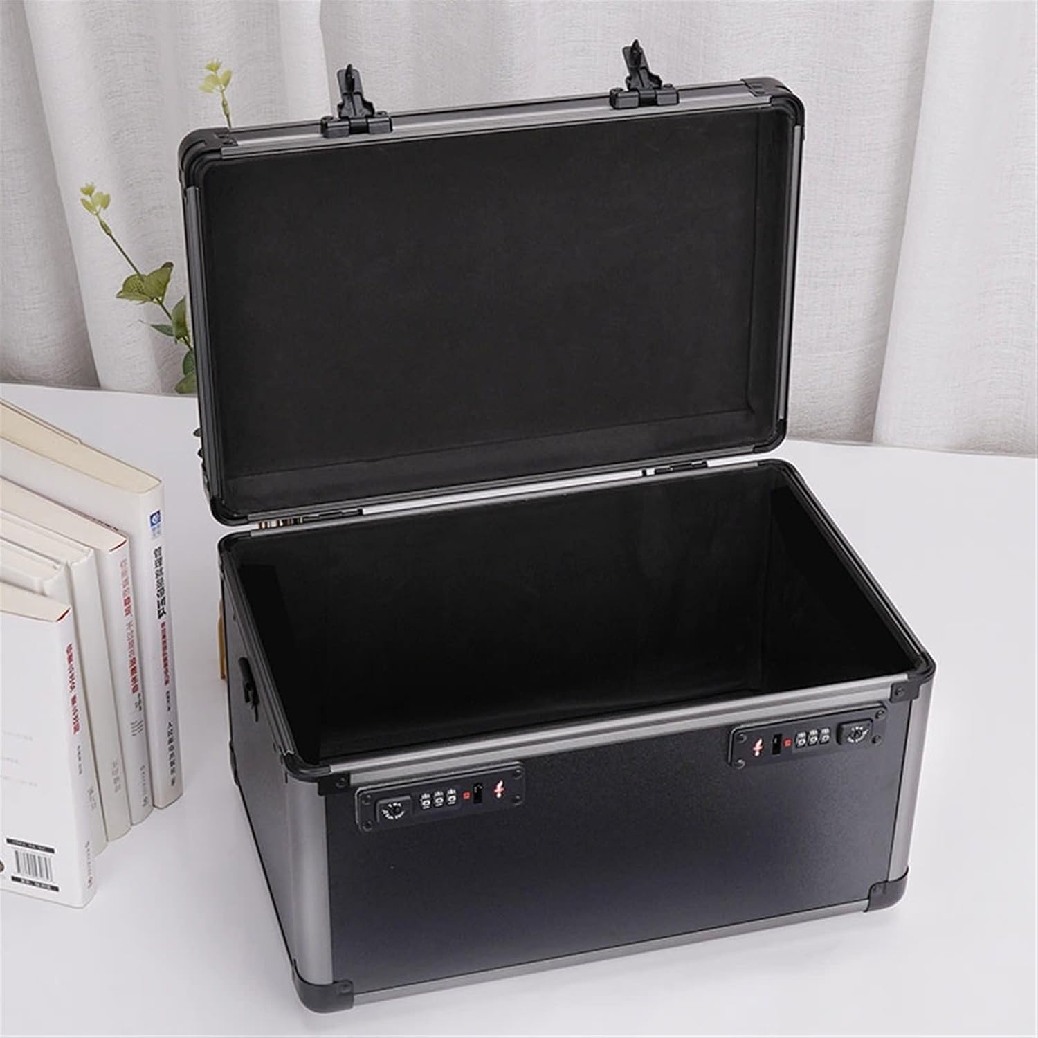 Portable Tool Box Aluminium Tool Storage Box Portable Tool Box for Tool, Hobby or Craft Storage Tool Box with Dual Combination Lock, Black Small Parts Box (Size : L)
