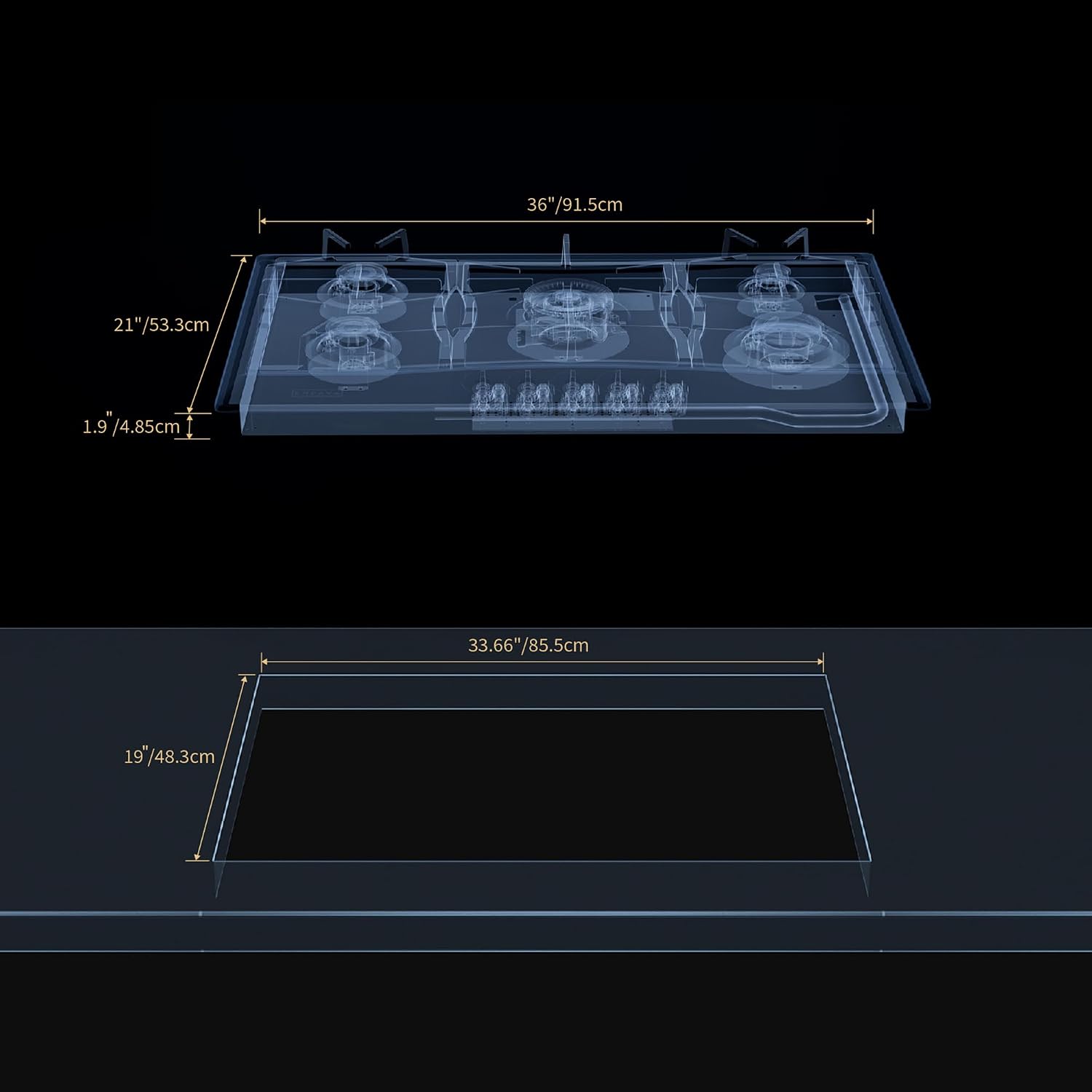 Empava 36 Inch Gas Cooktop with 5 Sealed SABAF Burners, Stainless Steel Built-in Stove Top, Auto Electric Pulse Ignition, Flame Failure Protection, LPG/NG Convertible