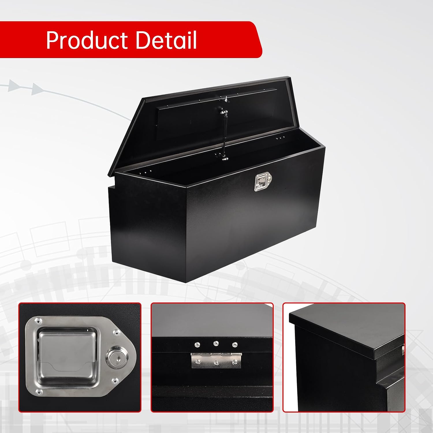 49'' Inch Steel Trailer Tongue Truck Bed Tool Box Heavy Duty For Trailers, RV, ATV, Pickup Trucks, Flatbeds - 49 x 15 x 18.5 Inch Black