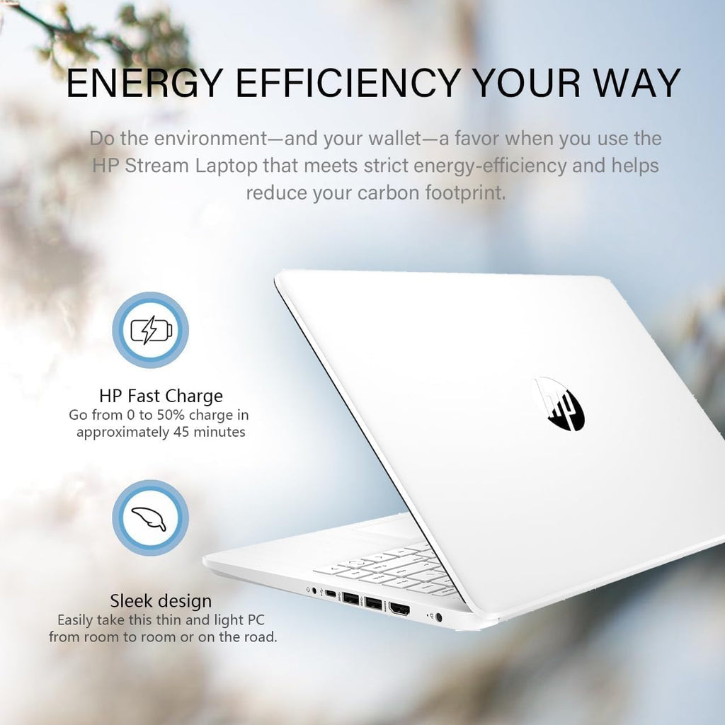 HP Stream 14 Inch Laptop for Student，Intel Celeron N4120, 16GB RAM, 64GB eMMC, Microsoft 365, 720p Webcam, Windows 11 S, Long Battery Life, with 5ave Accessories, White