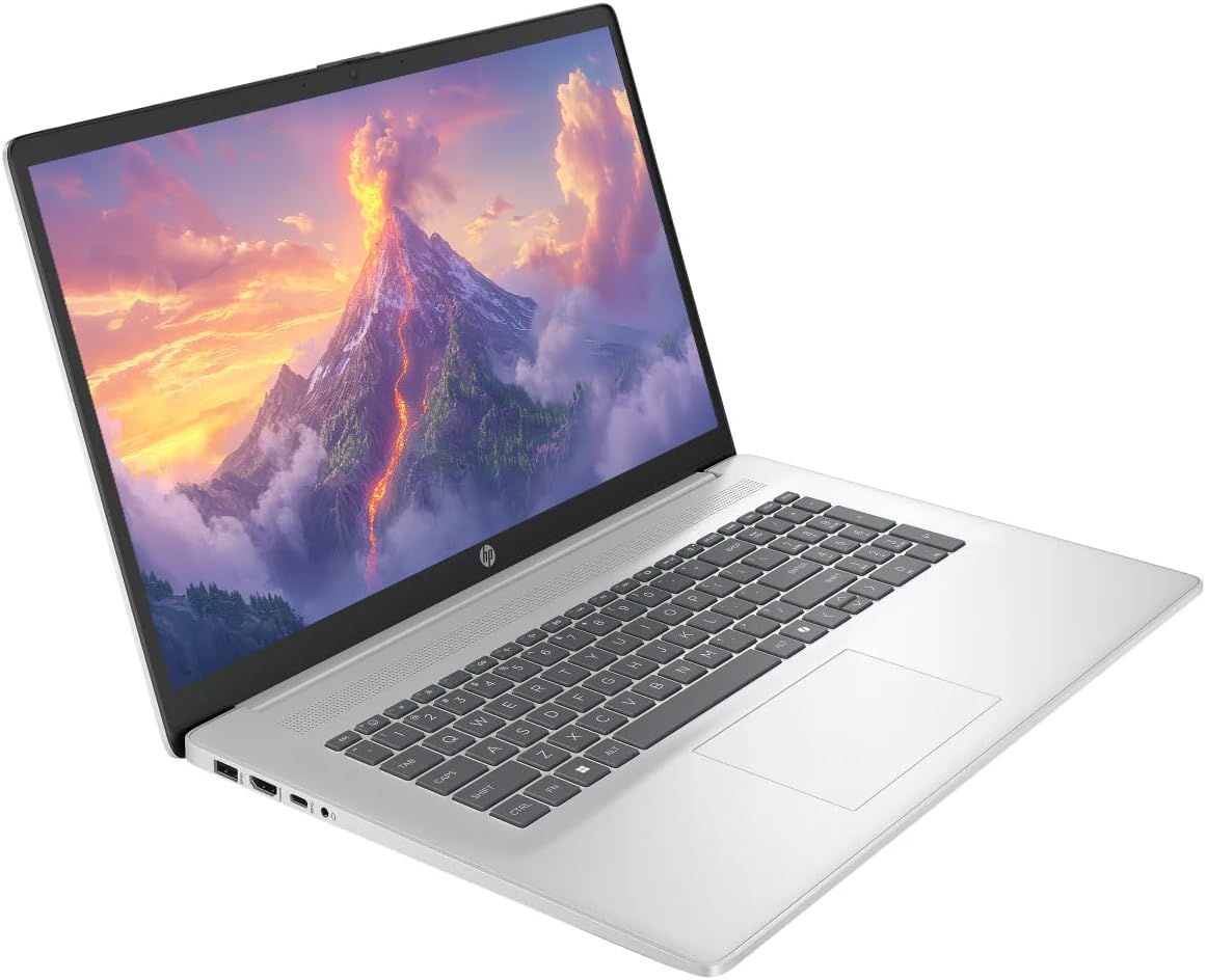 HP 17.3' Touchscreen Laptop Computer, Windows 11 Laptop 64GB RAM 2.5TB Storage (2TB SSD+512GB Docking Station Set), AMD Ryzen 5 7430U, HD+ 1600 x 900 Display, Copilot AI, SageNova Earphones, Silver