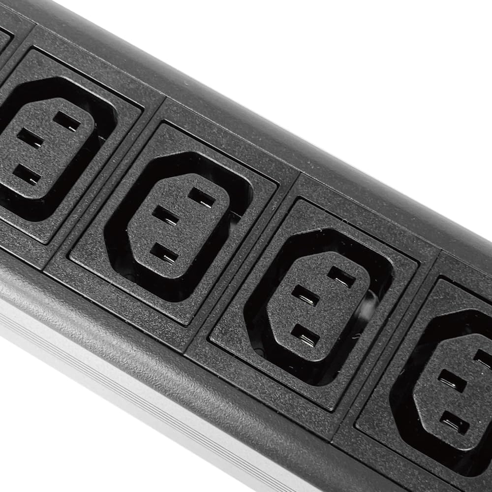 Multi Metered-Breaker-Surge Protection PDU, 240V, L6-30P, 30A, 7200watts, (6) C13 & (2) C19 Outlets, Crypto Mining, Data Center, 1U Racking, Network, Power Distribution Unit