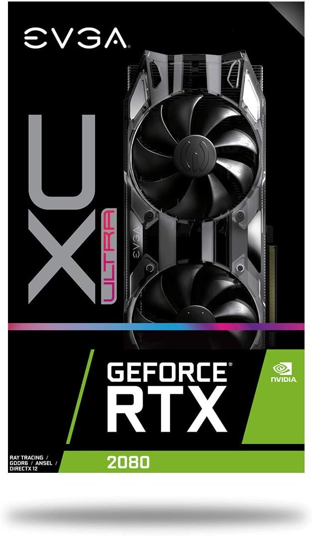 EVGA GeForce RTX 2080 XC Ultra, Overclocked, 2.75 Slot Extreme Cool Dual, 70C Gaming, RGB, Metal Backplate, 8GB GDDR6, 08G-P4-2183-KR