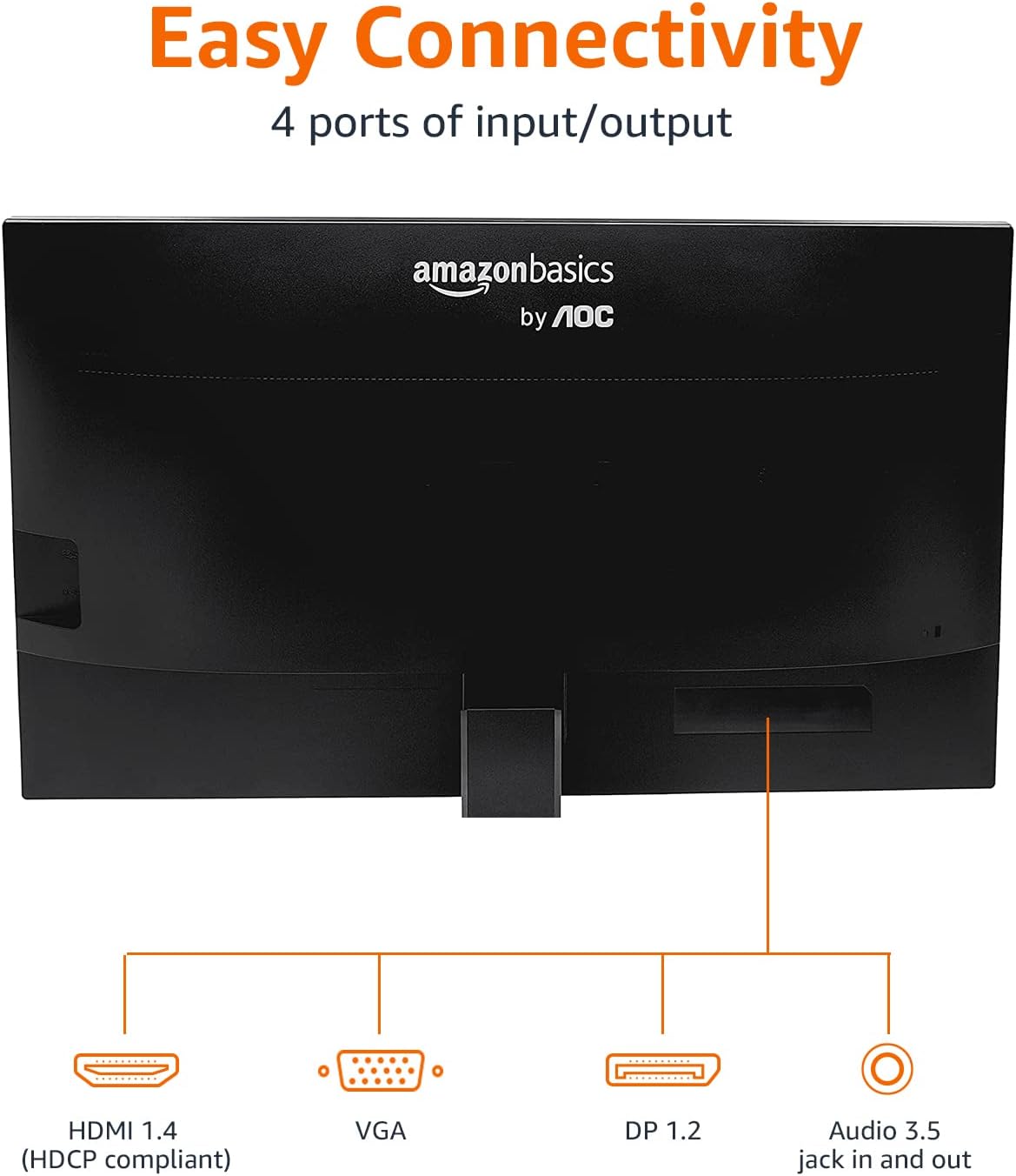 Amazon Basics 24-inch Full HD IPS Monitor, 75 Hz, 1080P, HDMI, Display Port and VGA Input, Adjustable Stand, VESA Compatible, Built-in Speakers for Office and Home, Black