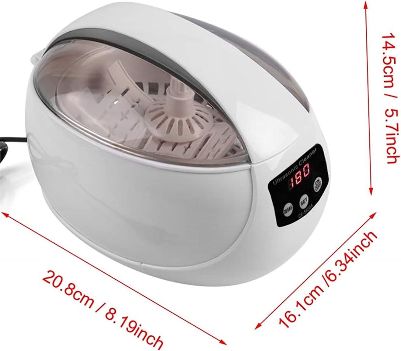 Gaone Digital Ultrasonic Jewelry Cleaning Device Small Household Multifunction Cleaner Stainless Steel Ultrasonic Bathroom Washing Machine Cleaning Tools,White