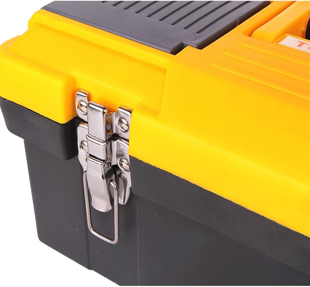 Portable Tool Box Portable Tool Box Lockable Storage Tool Box Organizer with Removable Tray and Stainless Steel Double Lock, Black Small Parts Box (Size : L)
