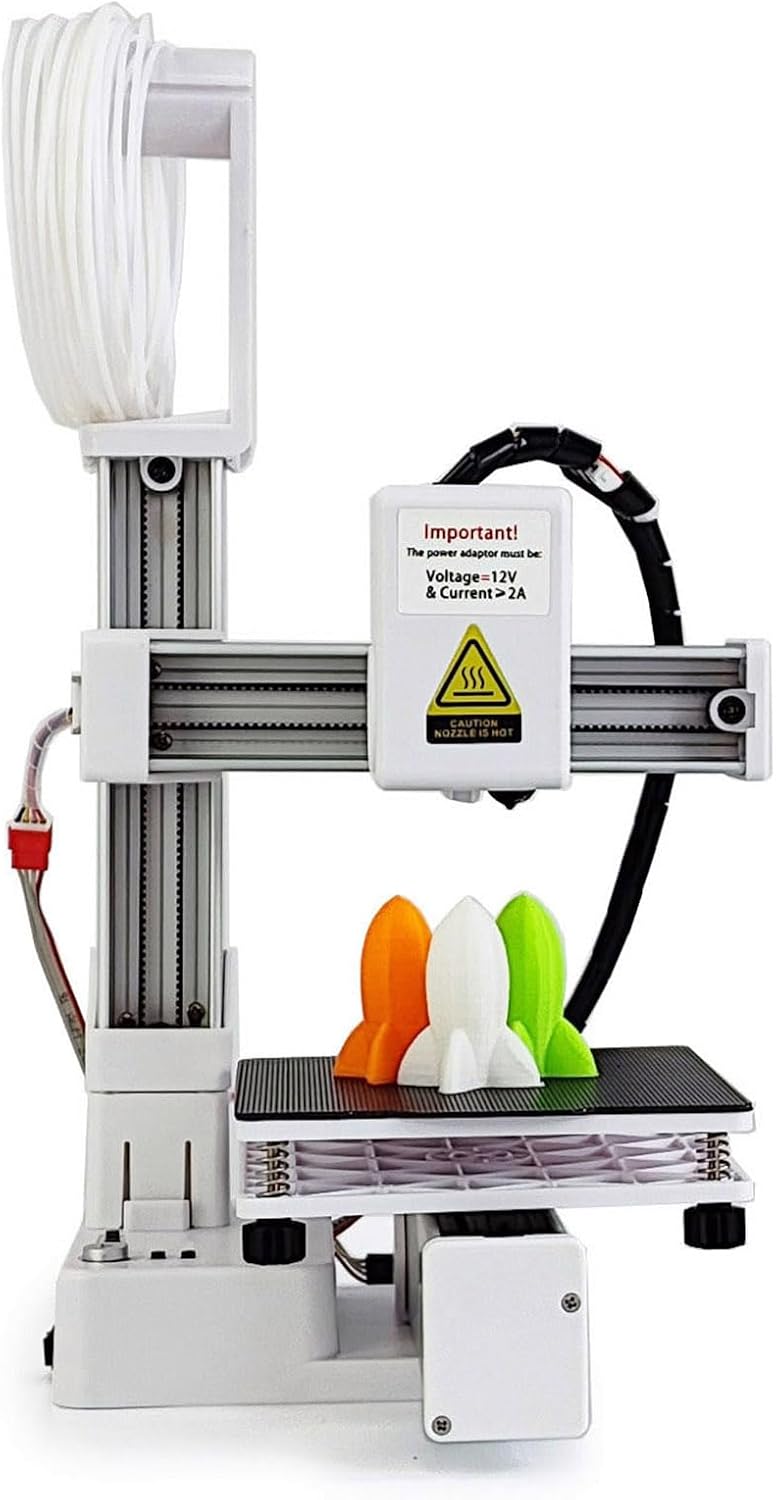 3D Printer for Beginner, 40mm s 3D Printers, 4x4x4in Printing Size, Frequency Division Multiplexing 3D Printing Machine for Home Office School (White)