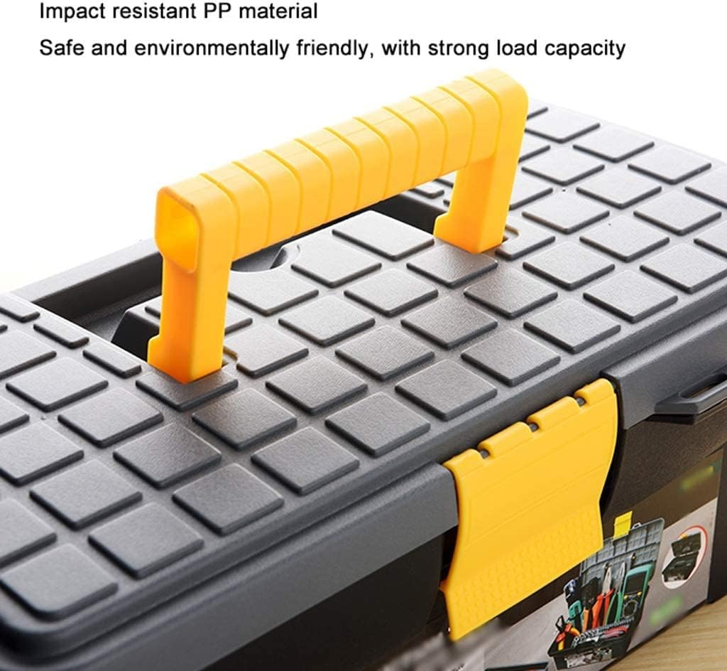 LIOONS Tool Box Double Plastic High Capacity Tool Boxes with Handle Tool Set Removable Tray Non-Slip Handle Storage Case Tool Kit