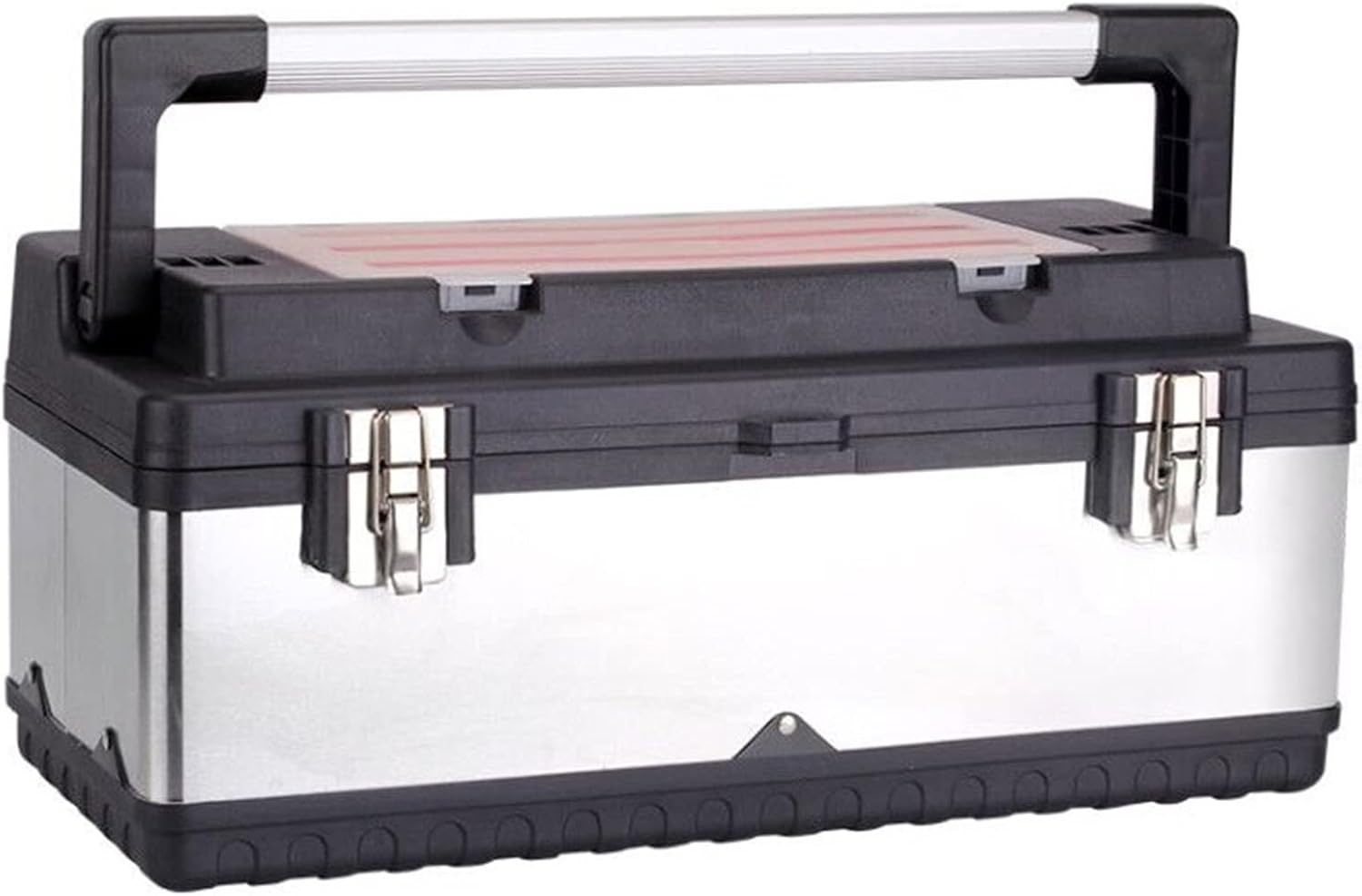 Portable Tool Box Tool Box, Stainless Steel and Plastic Construction - Removable Tray, Tool Box Organizer with Aluminum Handle Double Lock Small Parts Box (Size : 57.5 * 28 * 25.5cm)