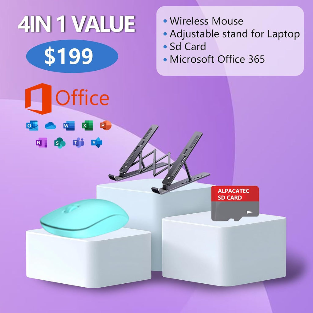 HP 14 Elite Laptop, 16GB RAM, 1.12TB Total Storage (128GB UFS+1TB Cloud), Honey Lavender, Office 365, Intel 4-Core, Win11, Copilot AI, 11Hr Battery, Alpacatec Mouse