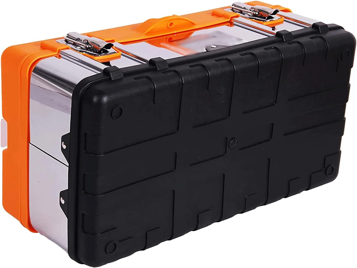 LIOONS Tool Box Metal Lockable High Capacity Plastic Tool Boxes Portable Tool Set with Removable Tray Storage Case Sturdy Tool Kit