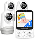 HelloBaby Baby Monitor with 3 Cameras, 4-Inch IPS Screen, PTZ Rotation, Night Vision, Two-Way Talk, VOX Mode, 1000ft Range, No WiFi Needed, Secure FHSS Encryption, for Newborns & Toddlers - Gift Pack