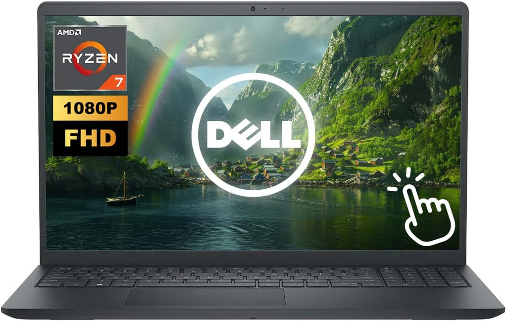 Dell Inspiron 15.6' FHD Touchscreen Business Laptop, AMD Ryzen 7 7730U (8-Core), 16GB RAM 1TB Storage (512GB SSD+512GB External), Windows 11 Home, SD Card Reader, Black