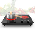 GIHETKUT Electric Cooktop,1110V 2100W 2 Burner stove,Built-in & Countertop Stove Top with10 Heating Level, Timer & Kid Safety Lock, LED Knob Touch Control 2 Burner Electric Cooktop