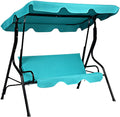 3-Seater Canopy Swing Chair, Waterproof Outdoor Swing Cushioned Seat with Adjustable & Removable Canopy, Steel Frame Polyester Fabric Oxford Cloth Patio Hammock Cover Top (Turquoise)