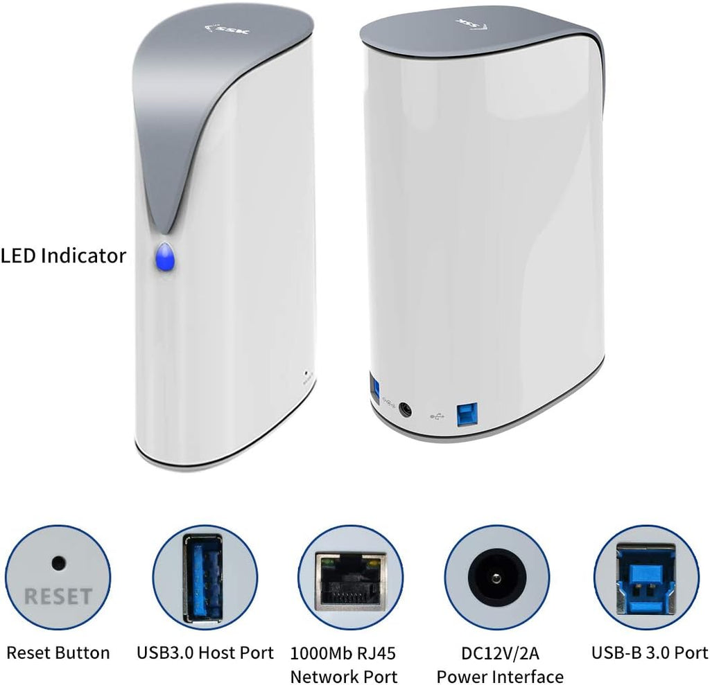 SSK 4TB Personal Cloud Network Attached Storage Support Wireless Remote Access, Home Office NAS Storage with Hard Drive Included for Phone/Tablet PC/Laptop Auto-Backup (Not Support WiFi Connection)
