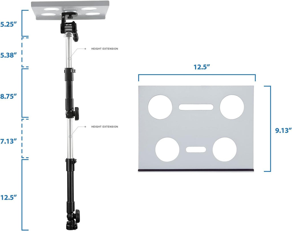 Mount-It! Car Laptop Mount, No-Drill Passenger Seat Laptop Stand for 12–15.4 Inch Laptops up to 9 lbs, Height Adjustable Full Motion Vehicle Laptop Mount