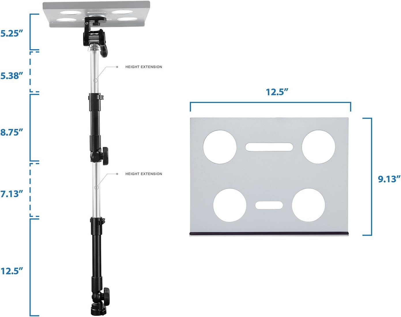 Mount-It! Car Laptop Mount, No-Drill Passenger Seat Laptop Stand for 12–15.4 Inch Laptops up to 9 lbs, Height Adjustable Full Motion Vehicle Laptop Mount