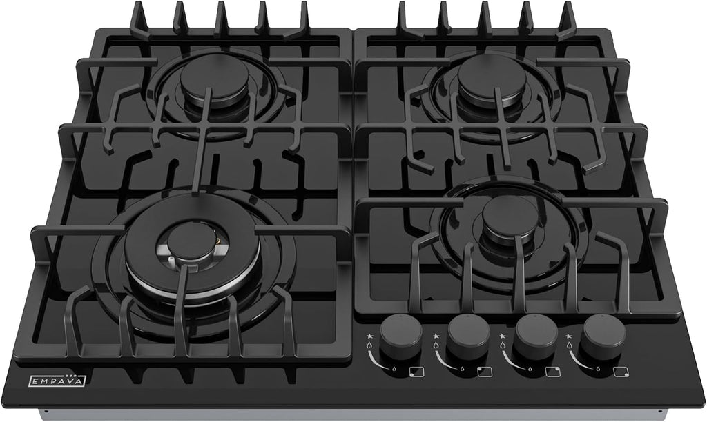 Empava 24' Gas Cooktop in Black Tempered Glass with 4 Burners 24XGC28