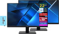 Acer Vero 22' FHD Free Sync Monitor with 4ms Response Time, Flicker Free, Anti Glare, VESA Mount (100mm), HDMI & Dockztorm USB Port Expander, Black (2026 Latest Model) 2 Pack