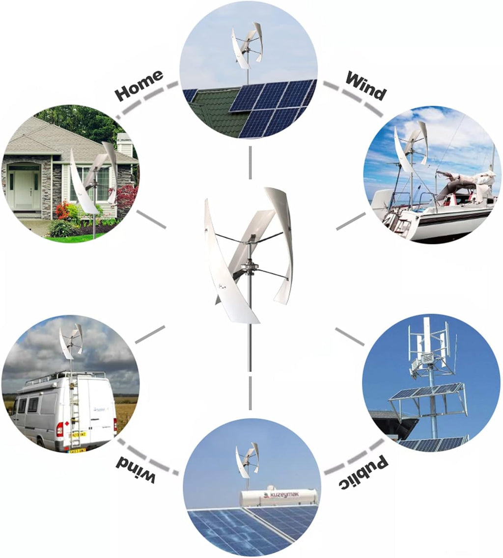 New 3-Blade Vertical Wind Turbine Set,12V/ 24V /48V /220V 3000W Maglev Wind Generator with MPPT Controller for Home Or Camping(White)