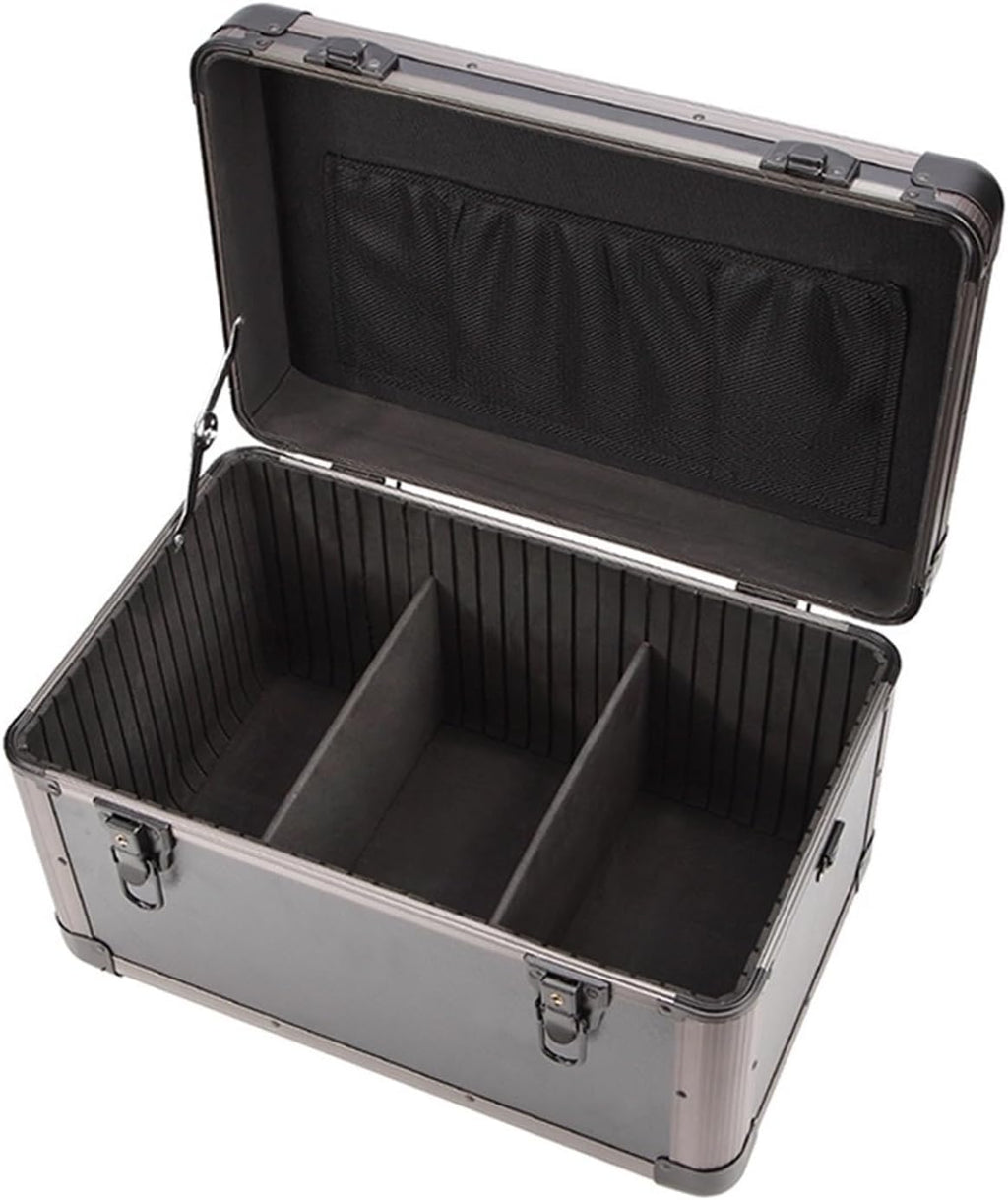 Toolbox Toolbox Versatile Portable Storage Solution Dent Resistant Security Double Key Lock Padded Dividers and Shoulder Strap Multi Use Metal Box Tool Box(Gris)