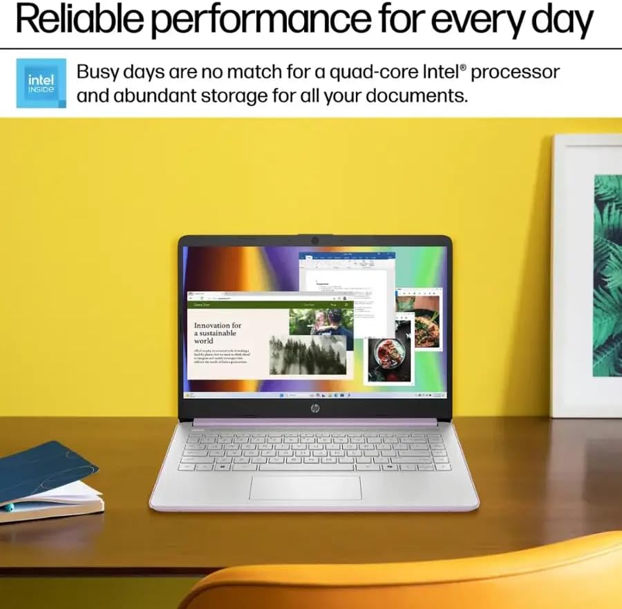 HP Laptop 14' for Student & Business, 1 Year Office 365, 16GB RAM, 384GB Storage(128GB UFS + 256GB SD Card), Intel Quad-Core Processor(Beat i3-1115G4), Wi-Fi 6, Webcam, USB C, Win 11 Pro