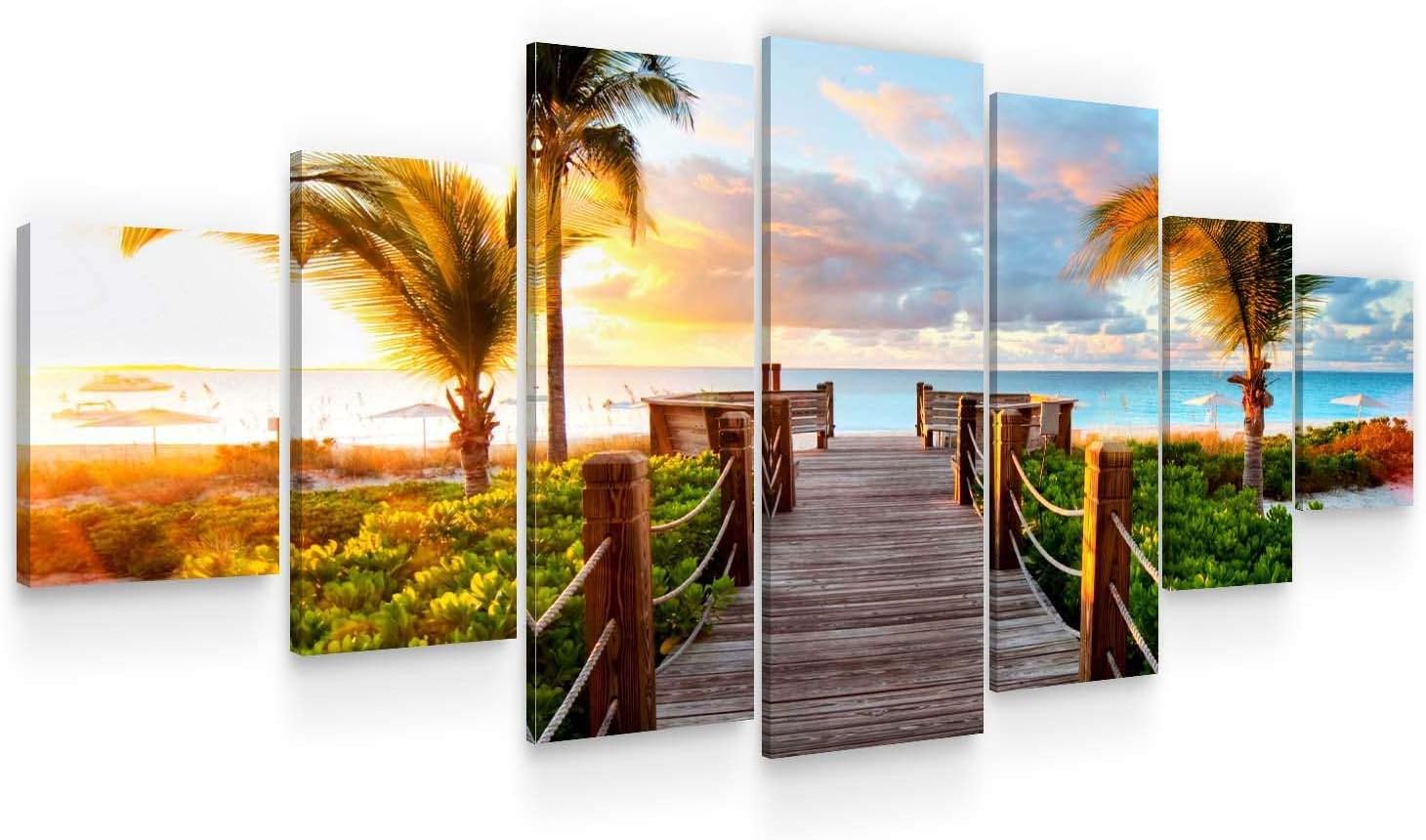 Startonight Huge Canvas Wall Art Summer Bridge Beach I - Large Framed Set of 7 40' x 95'