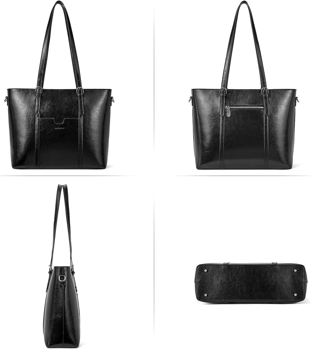 BOSTANTEN Leather Laptop Bag Work Tote for Women Shoulder Handbag Briefcase 15.6 inch Satchel Computer Bag