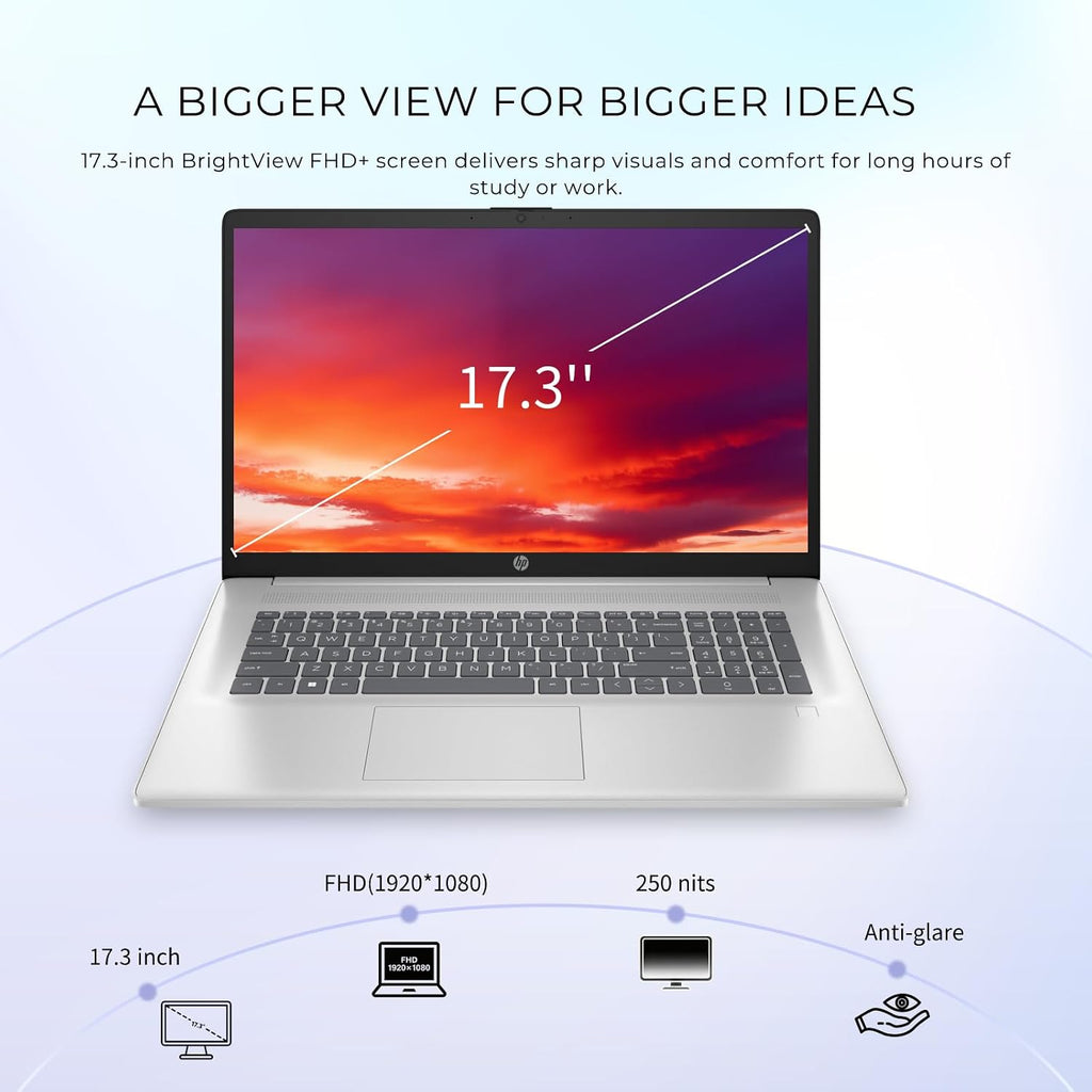 HP 17t Laptop Computer, 17.3' FHD(1920×1080), Intel 10-Core i5-1334U, Backlit KB, Fingerprint, Win 11 Pro Laptop for Business & Students, Redragon Patent Kit(External Optical Drive), 16GB RAM, 1TB SSD