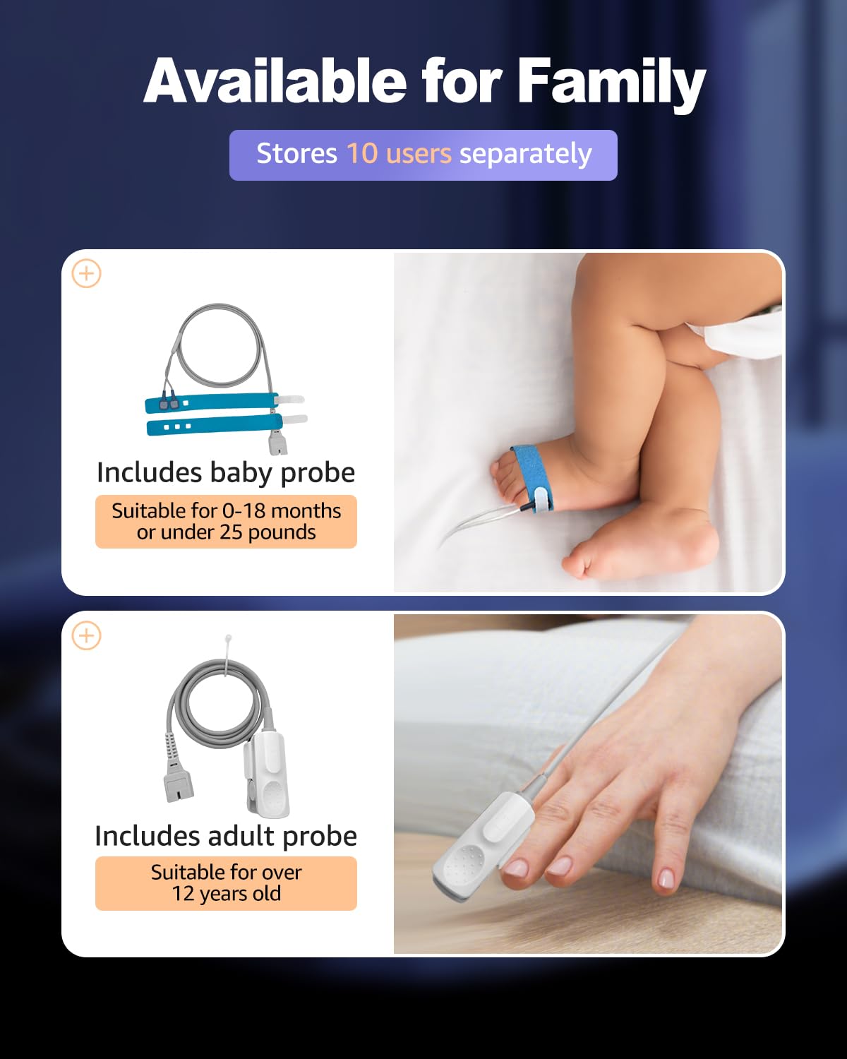 Pulse Oximeter Fingertip Infant Pulse Oximeter Overnight for Kids Handheld Blood Oxygen Saturation Monitor for SpO2 and Pulse Rate Continuous Infant Monitoring Baby Oxygen Monitor & Adult Finger Spot