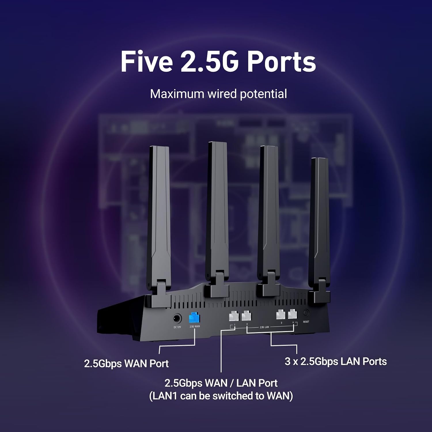 GL.iNet GL-BE9300 (Flint 3) Tri-Band WiFi 7 Router, High-Speed 6GHz Gaming WiFi Router for Wireless Internet, Long Range, 5 x 2.5G VPN Routers for Fiber Optic Modem, Computer Routers, Home & Business