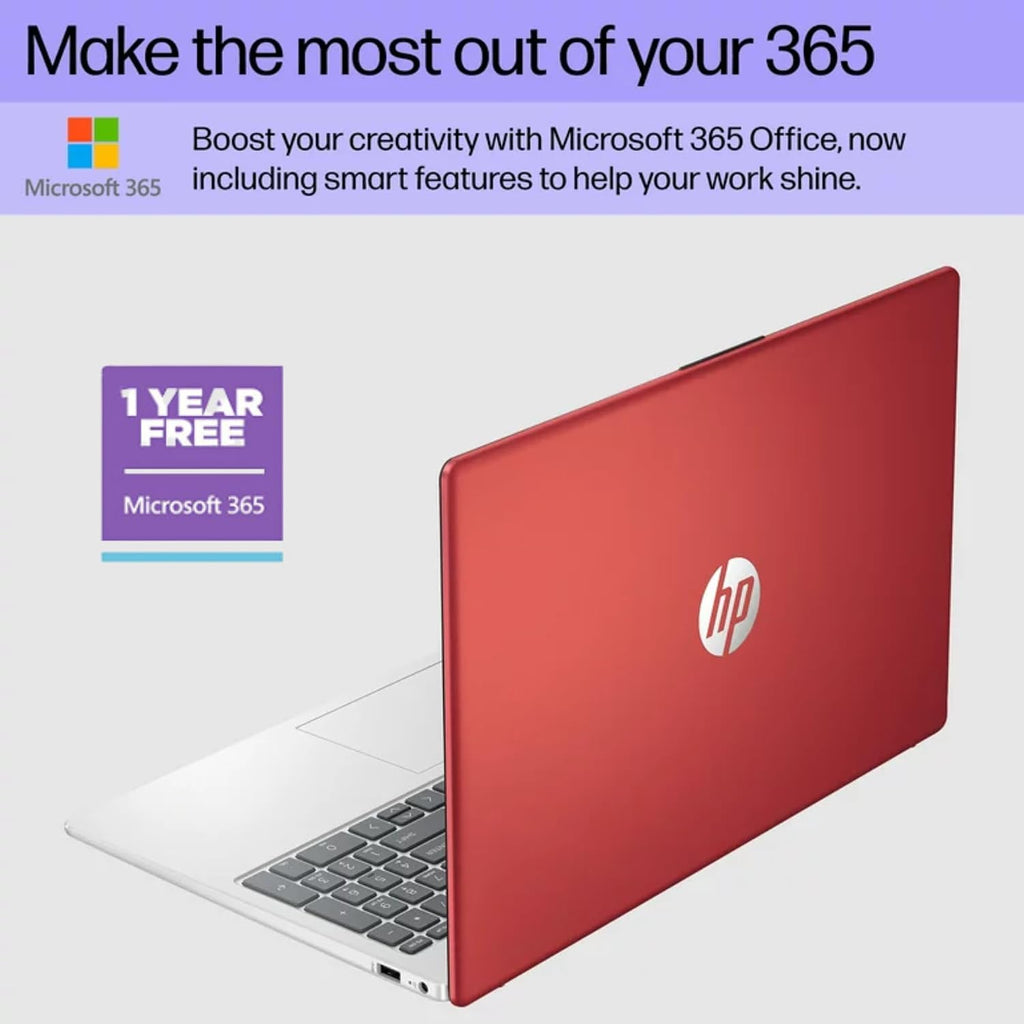 hp 15.6' Anti-Glare HD Laptop, Intel Quad-core Processor, 16GB RAM, 128GB SSD+ 128GB JVQ USB Storage, Office 365 1-Year, Up to 11 hrs Long Battery, Win11 S, Scarlet Red