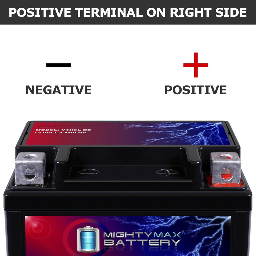 Mighty Max Battery YTX5L-BS MOTORCYCLE BATTERY REPLACEMENT - 12V 4AH - 80 CCA - 10 PACK