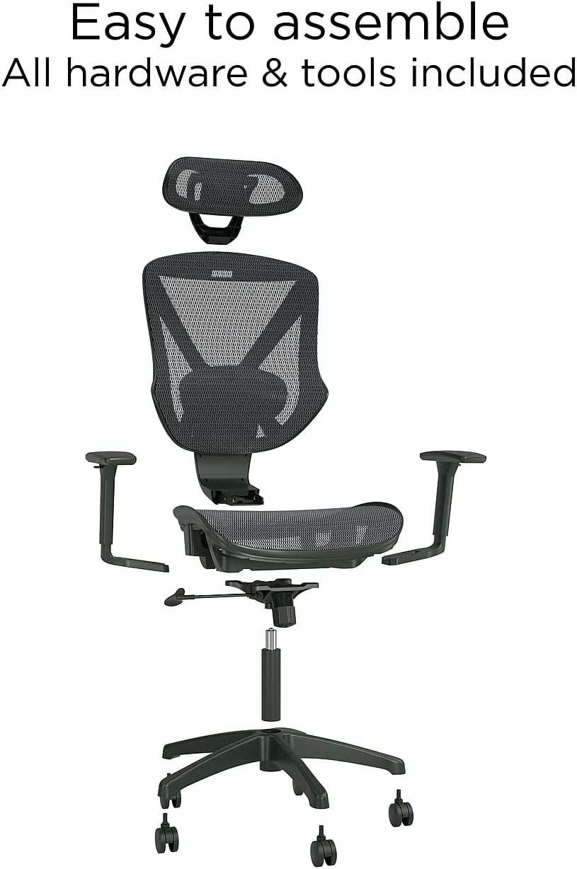 Staples Dexley Ergonomic Task Chair, Mesh, Ergonomic, Lumbar Support, Adjustable Height, Black