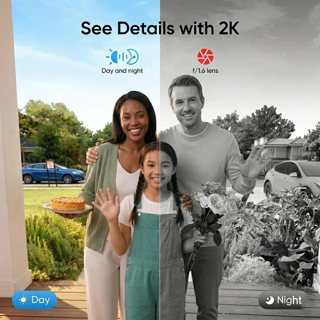 Smart Door Lock with Camera: 3D Face Recognition, Palm Vein, Video Intercom with 1080p HD Camera, Motion Detection, Keyless Entry, Fingerprint, Passcode, IC Card, Doorbell, Tuya App, Supports Alexa