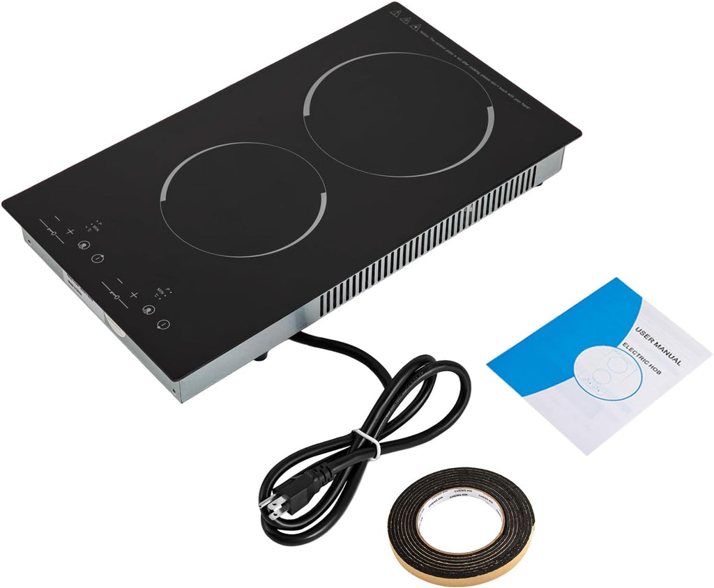 Electric Ceramic Cooktop 110V Built-in Electric Stove Top Induction Radiant Cooktop Sensor Touch Control 2/3/4 Burners 9 Power Levels, 120 Min Timer for Home All Cookware (2 Burners)