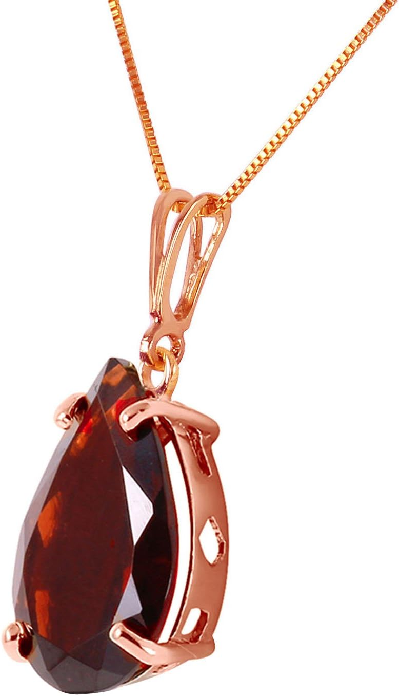 Galaxy Gold 14K Solid Gold Natural Garnet Pendant Necklace for Women - Rose Gold Fine Jewelry
