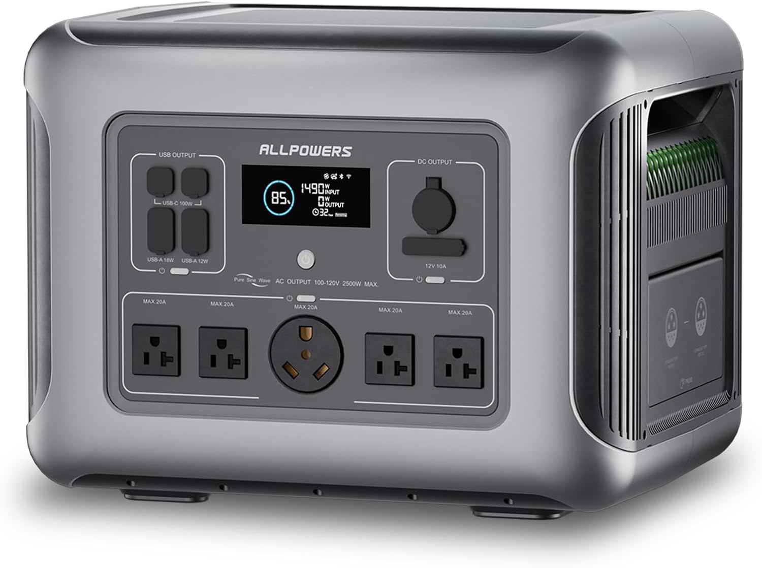 ALLPOWERS R2500 V2 Portable Power Station 2500W (Peak 5000W) Solar Generator, 1920Wh LiFePO4 Battery, Ultra-Fast 0-80% Charging in 1 Hour for Home Backup, Power Outages, Outdoor Camping, and RVs