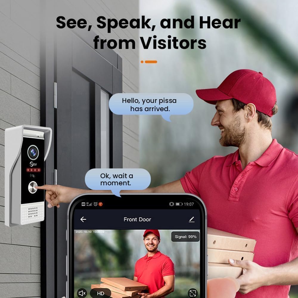 Wired Video Apartment Doorbell Intercom,1080P HD Touch Screen Monitor with Camera,7 Inch Ring Video Doorbell,TUYA WiFi Smart Home Video Intercom,Night Vision,Two-Way Audio (3 Monitor+1 Bell+2 Camera)