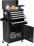 Multifunctional Portable Rolling Tool Chest with Detachable Top Box and Lockable Wheels | Heavy Duty Tool Cabinet with Drawer Liners, for Garage, Warehouse & Repair Shop for Garage(Black)