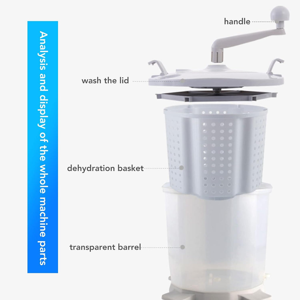Portable Mini Washing Machine, 1200RPM Fast Dry Manual Hand Clothes Washer, Small Clothes Folding Washing Machine for Underwear Baby Clothes Socks (Nordic Grey)