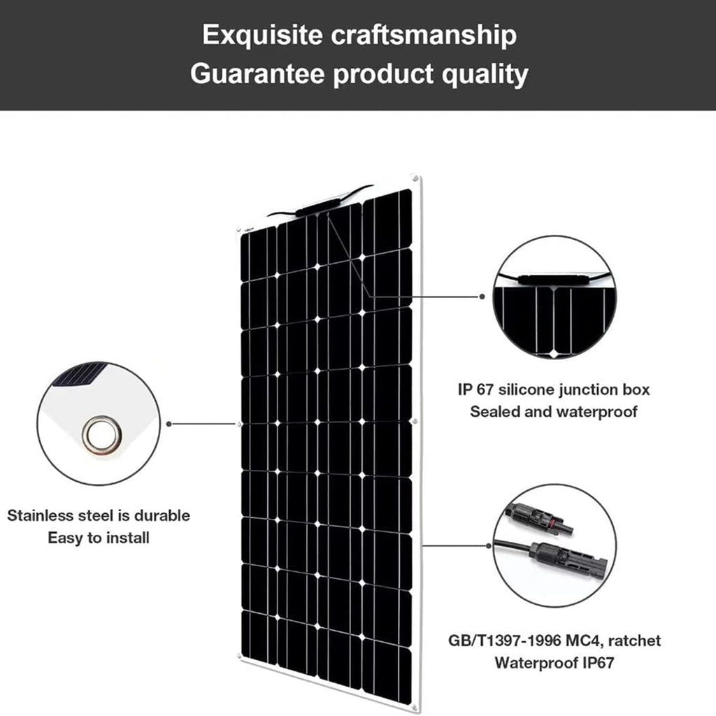 Flexible Solar Panel 1200W / 1800W Solar Systems kit Photovoltaic Module Cell Monocrystalline Bendable 18Volt Solar Battery Charger 40A Controller for Off-Grid Home RV Caravan Boat,6x300W