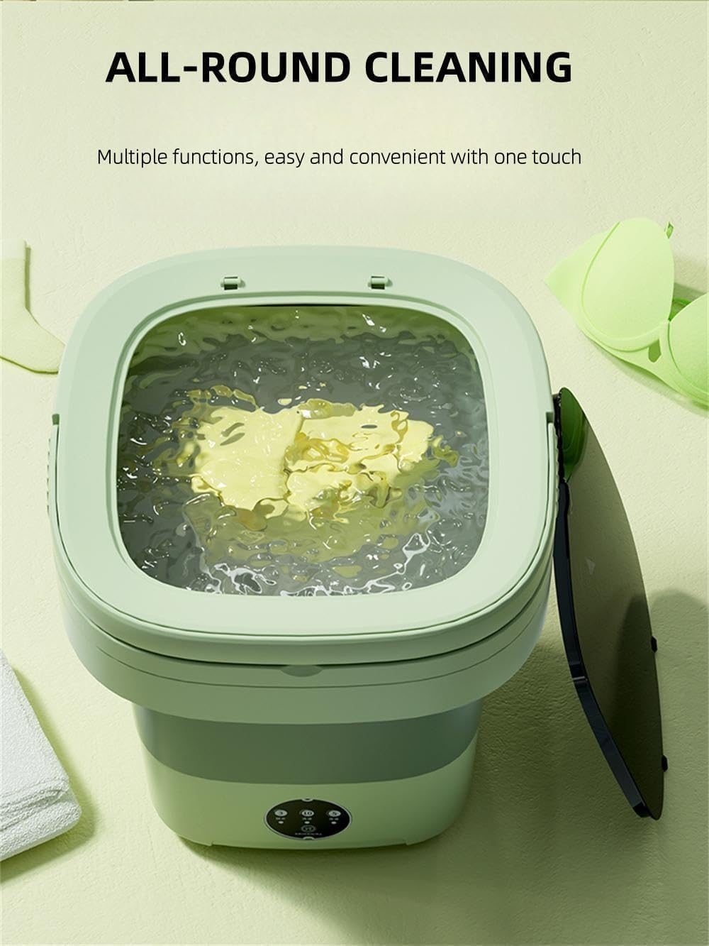 Portable Washing Machine, Mini Washer,15L Upgraded Large Capacity Foldable Washer.Deep Cleaning of Underwear, Baby Clothes and Other Small Clothes.Suitable for Apartments, Dormitories, Hotels.(Green)