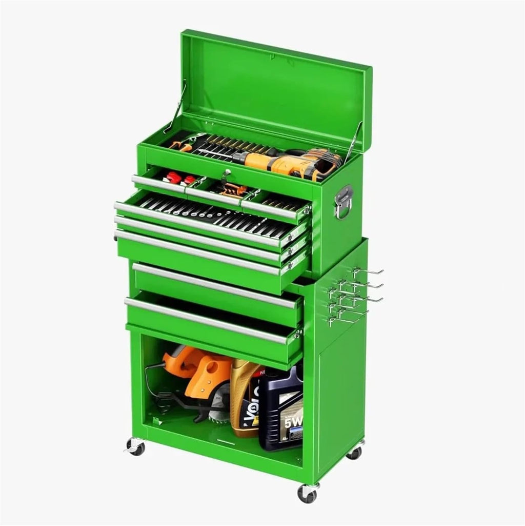 Toolbox Rolling Tool Chest, 8-Drawer Tool Box, 2 in 1 Detachable Tool Chests & Box, Portable Steel Tool Cabinets w/Lockable Wheels & Sliding Drawers for Warehouse, Garage Tool Box